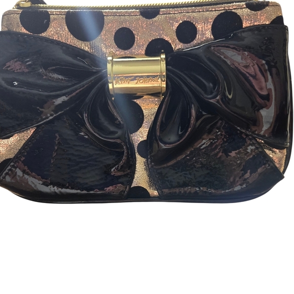 Betsey Johnson Wristlet Bow Rose Gold Polka Dots Clutch 7”X5" - Picture 2 of 6